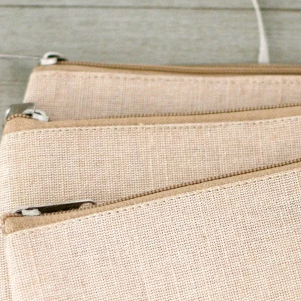 3 Natural Jute Blend Zipper Pouches/ Cosmetic/Bridesmaide Gift/Welcome Bag